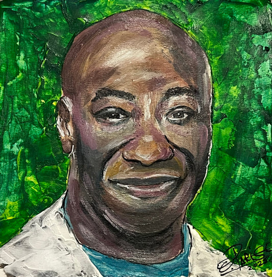 Michael Clarke Duncan - Retrato acrílico sobre papel 20x20cm - Actor La Milla Verde - Osvaldo Parise
