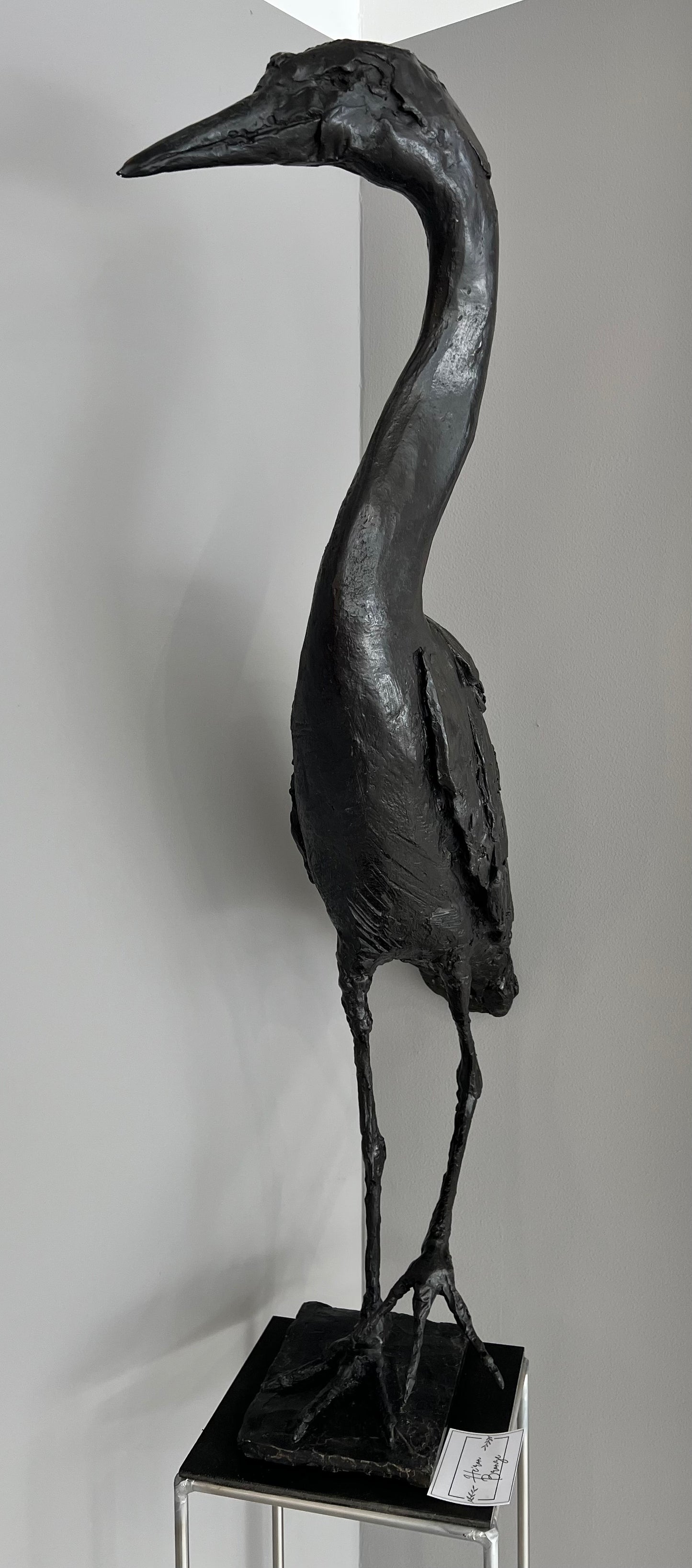 Héron - Escultura ave en bronce - Garza real arte - Osvaldo Parise
