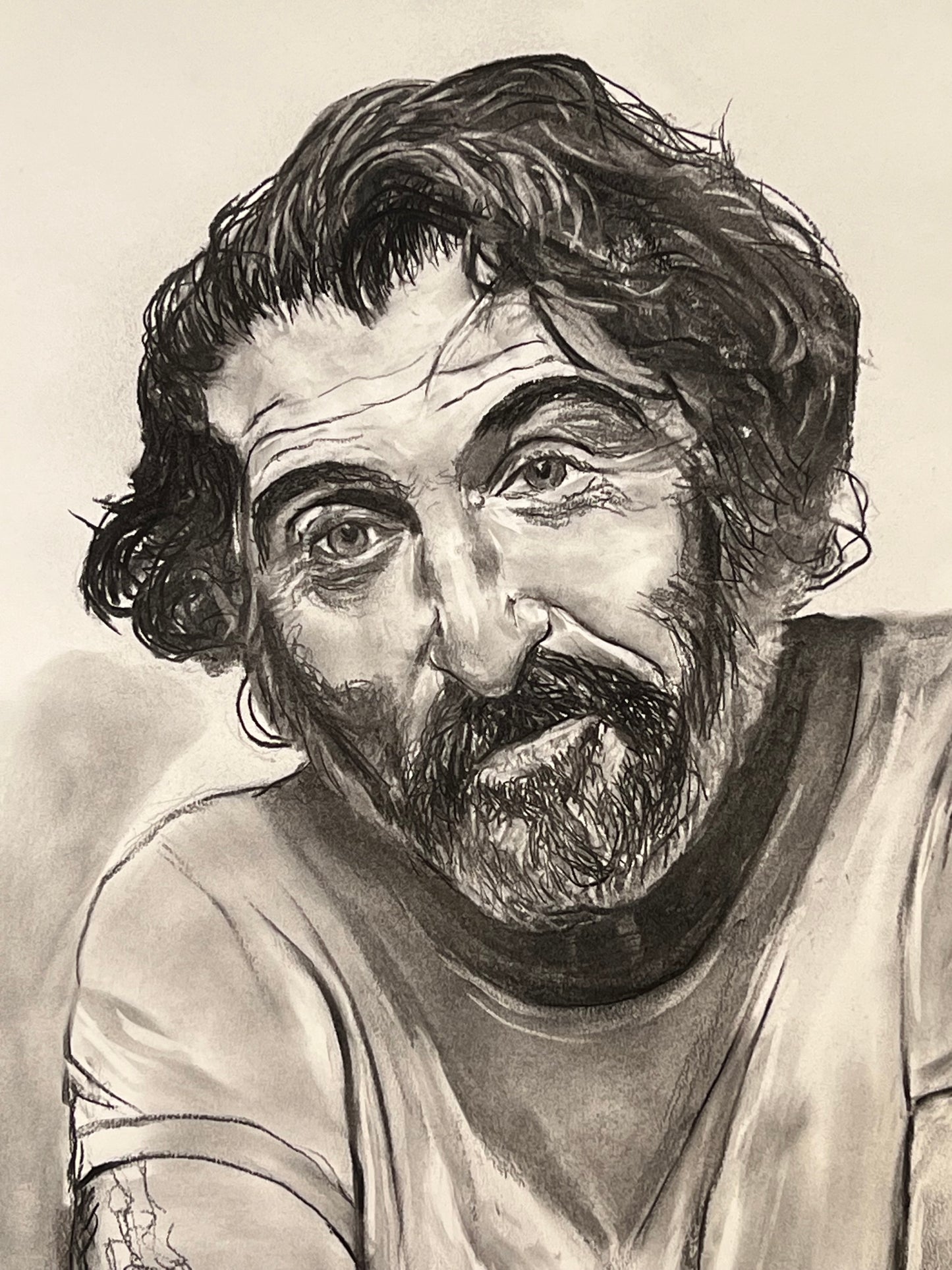 Luis Zahara - Retrato carboncillo 78x60cm - Cantante compositor español - Osvaldo Parise
