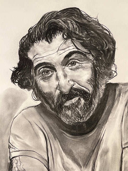 Luis Zahara - Retrato carboncillo 78x60cm - Cantante compositor español - Osvaldo Parise
