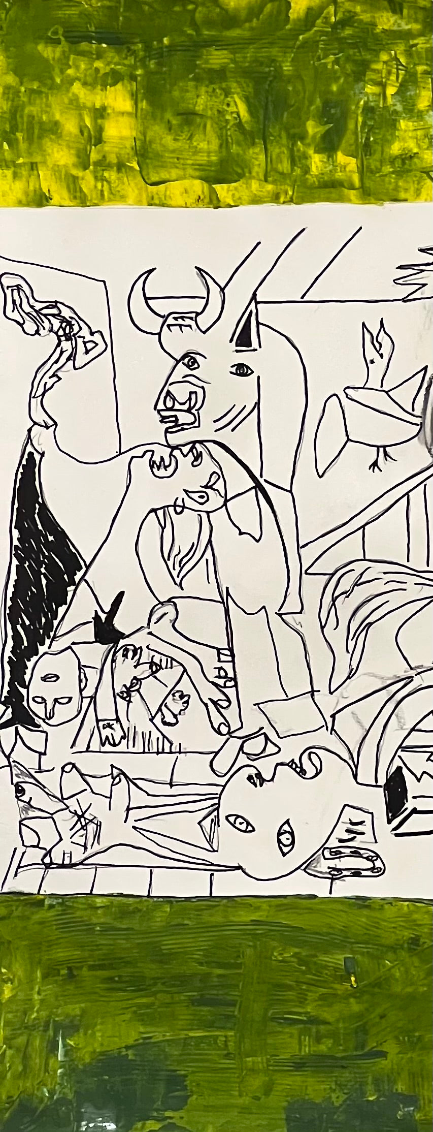 Retrato Picasso Guernica - Detalle de técnica mixta sobre papel Fabriano 76x62cm
