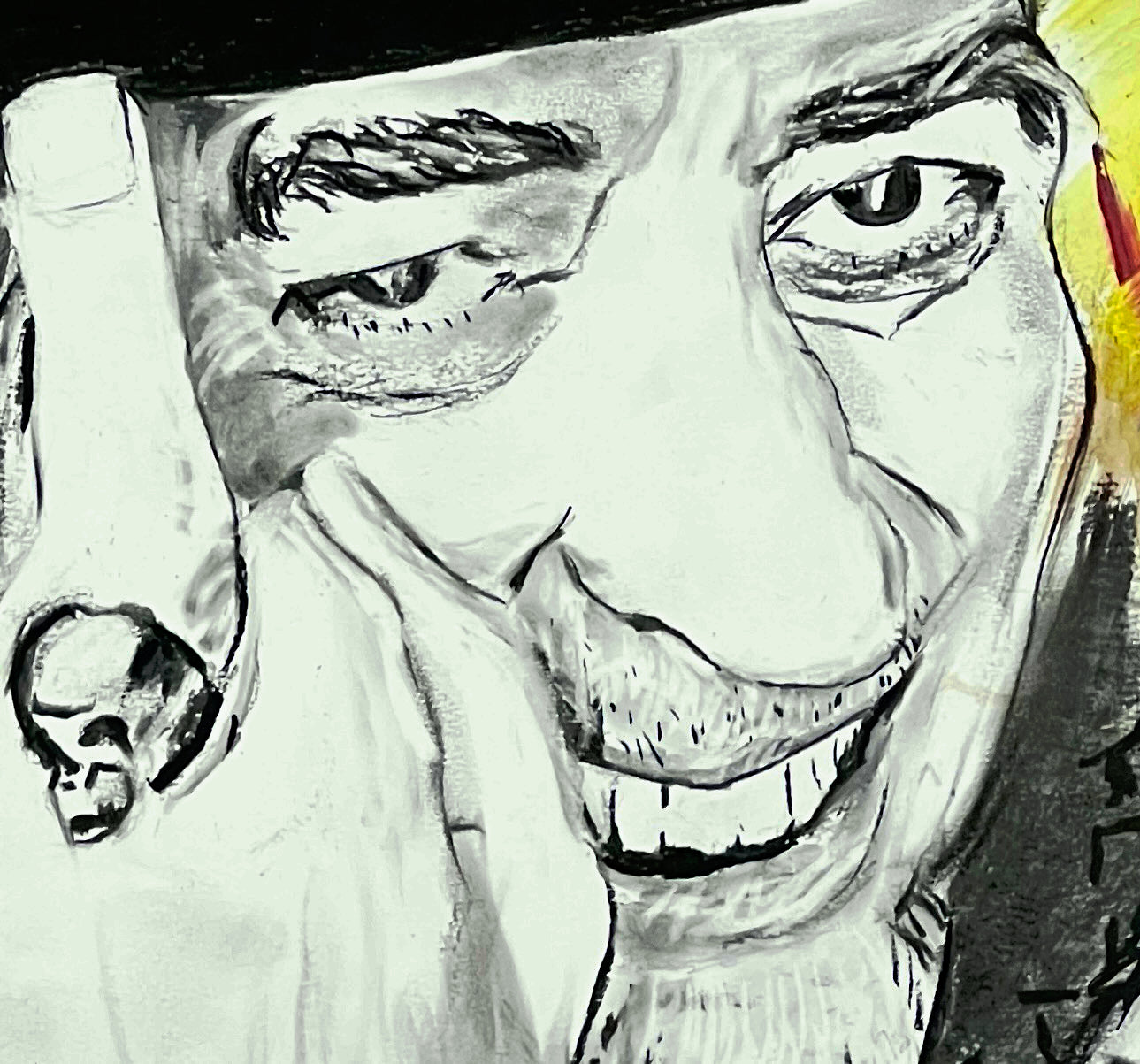 Joaquín Sabina retrato - Detalle obra arte contemporáneo - Cantautor poeta - Osvaldo Parise
