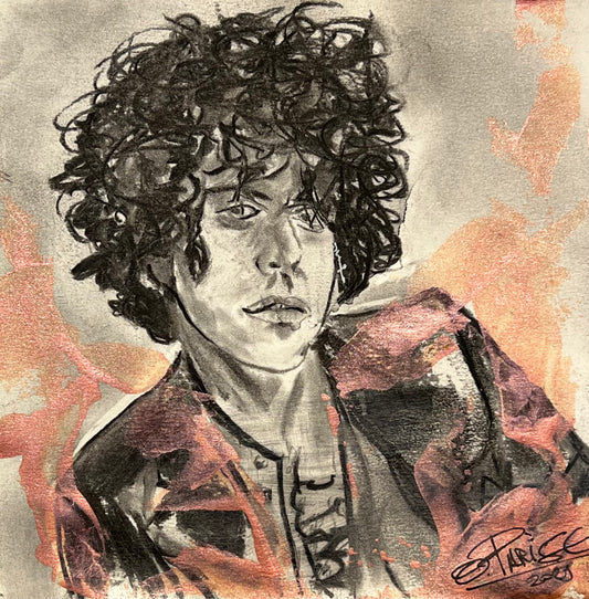 Laura Pergolizzi LP - Retrato acrílico sobre papel 20x20cm - Cantante compositora - Osvaldo Parise
