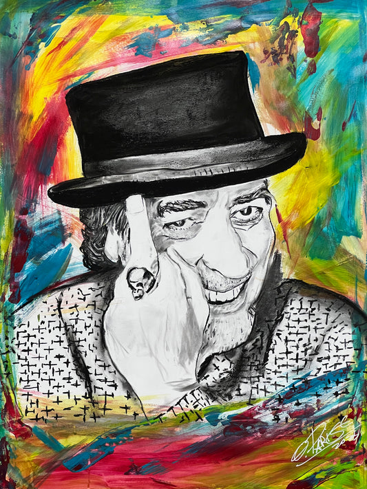 Joaquín Sabina - Retrato original técnica mixta - Cantautor español - Osvaldo Parise
