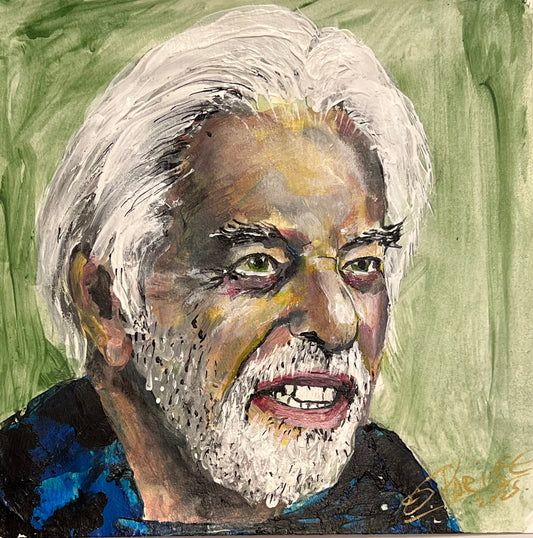 Alejandro Jodorowsky - Retrato acrílico sobre papel 20x20cm - Cineasta artista chileno - Osvaldo Parise
