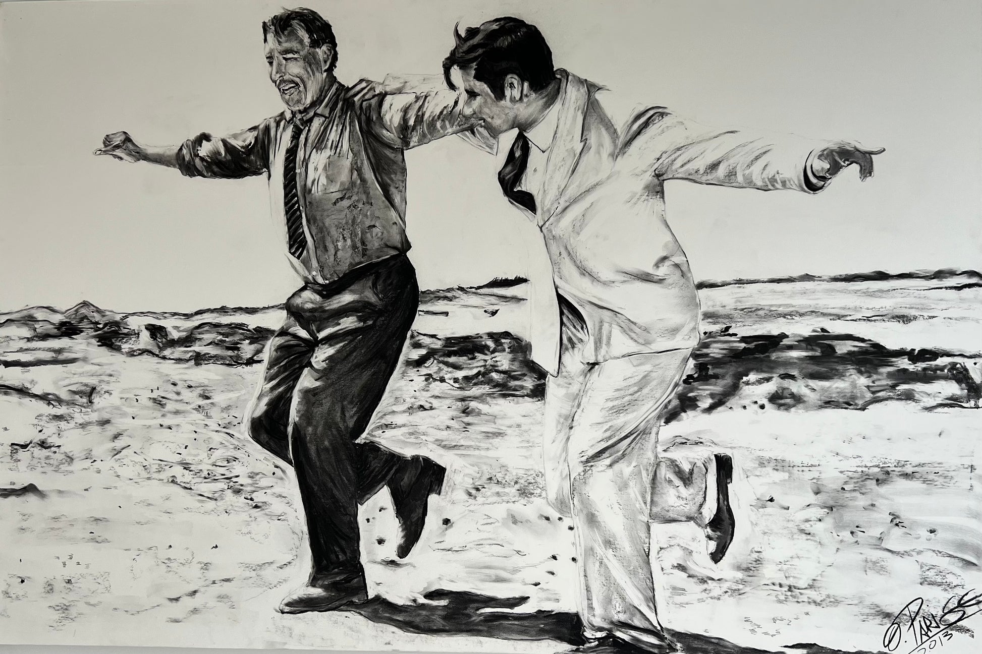 Zorba el Griego - Detalle carboncillo gran formato - Sirtaki danza griega - Osvaldo Parise
