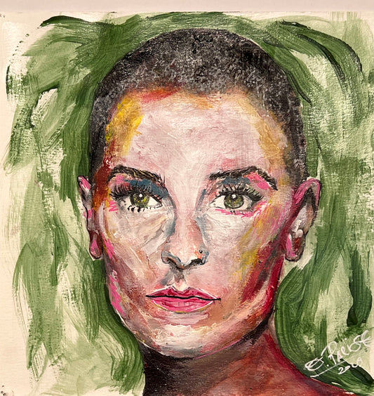 Sinéad O'Connor - Retrato acrílico sobre papel 20x20cm - Cantante irlandesa - Osvaldo Parise
