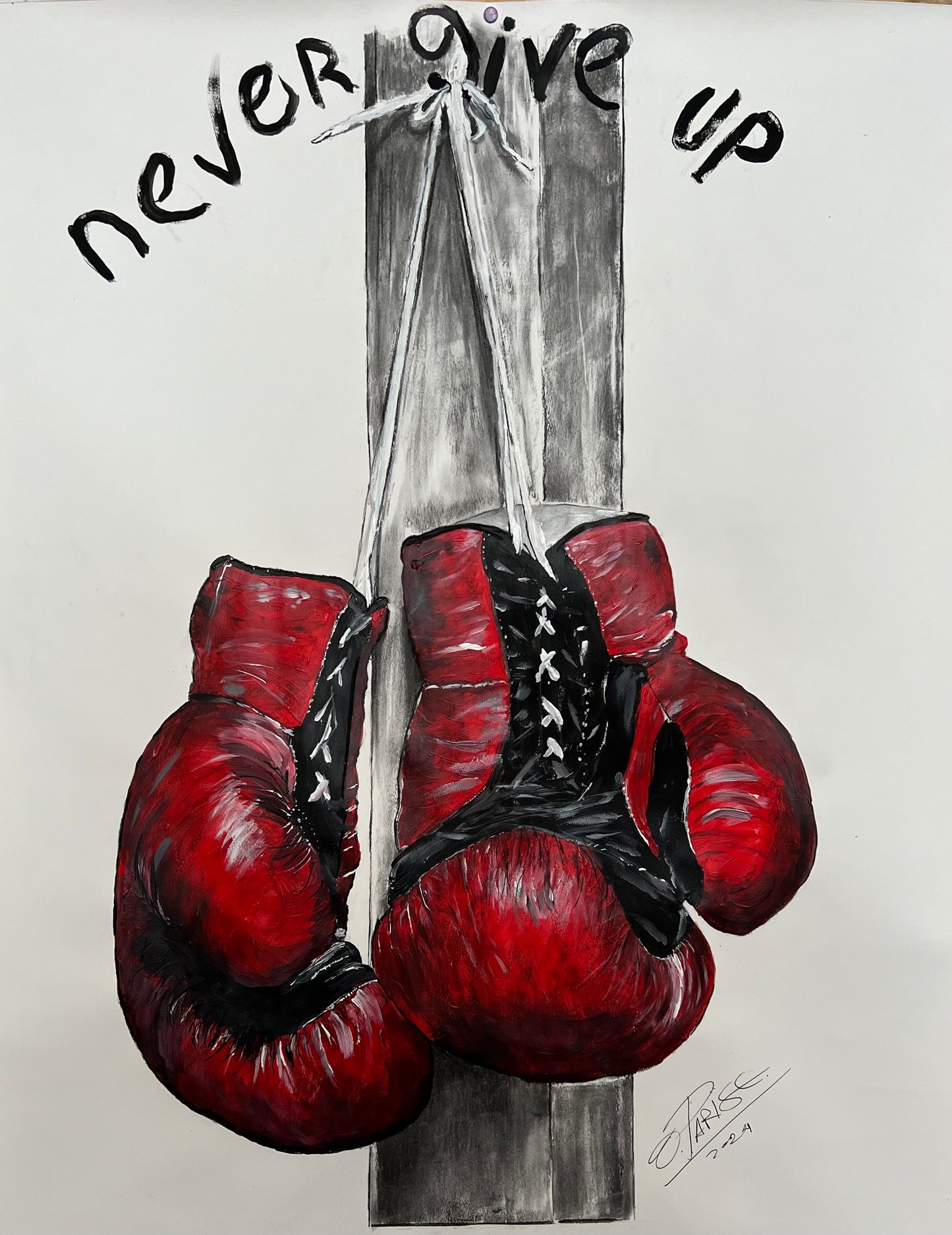 Never Give Up - Obra original arte contemporáneo - Mensaje motivacional - Osvaldo Parise
