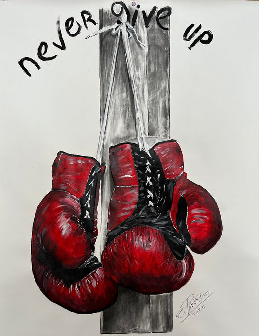 Never Give Up - Obra original arte contemporáneo - Mensaje motivacional - Osvaldo Parise
