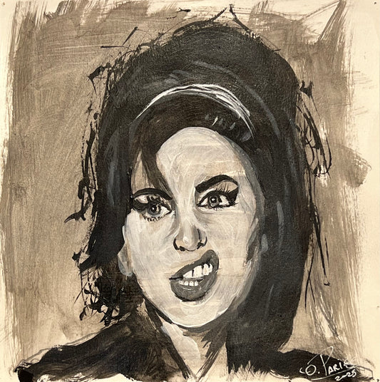 Amy Winehouse - Retrato acrílico sobre papel 20x20cm - Cantante soul jazz - Osvaldo Parise
