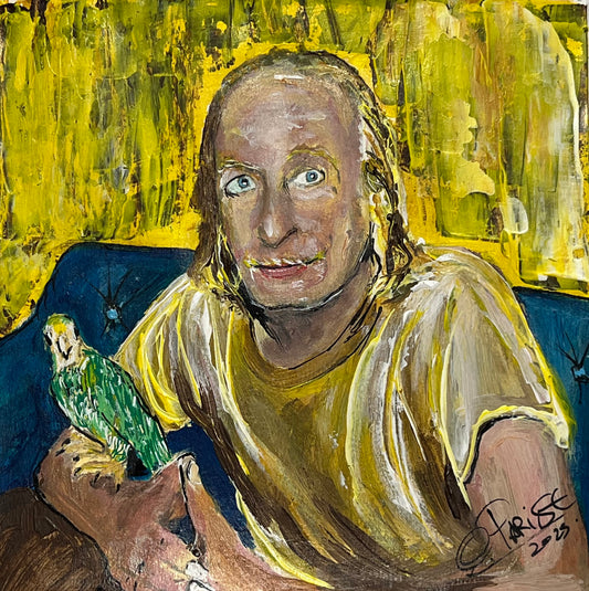 Gaetano Parise - Retrato acrílico sobre papel 20x20cm - Escultor padre Osvaldo Parise
