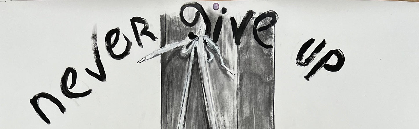 Never Give Up - Vista completa obra original - Arte contemporáneo - Osvaldo Parise
