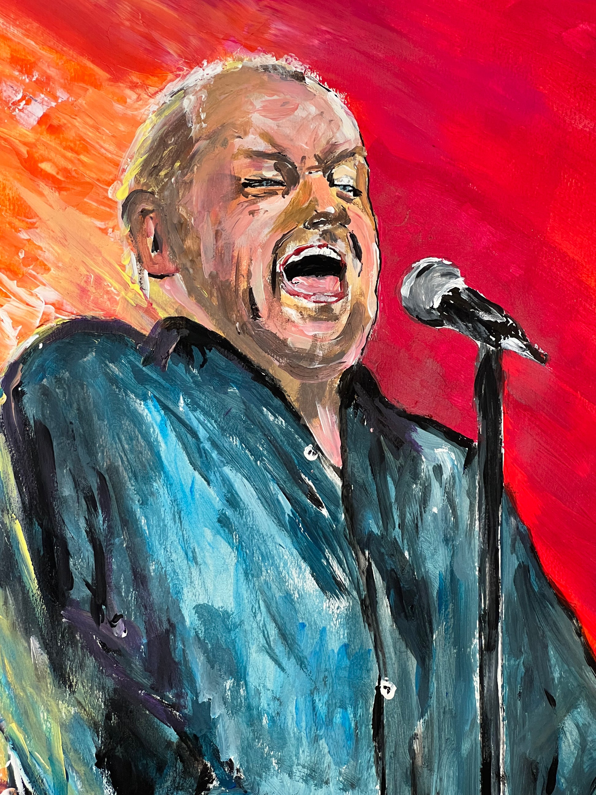 Joe Cocker - Vista lateral retrato original - Arte contemporáneo rock - Osvaldo Parise
