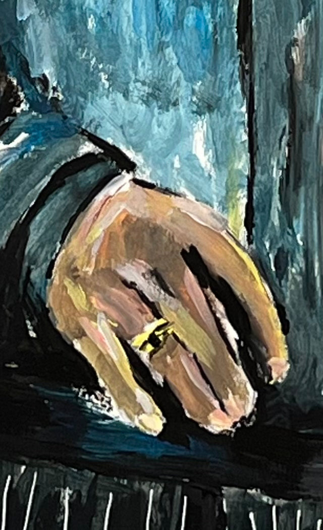 Joe Cocker retrato - Detalle técnica acrílico - Icono música soul - Osvaldo Parise
