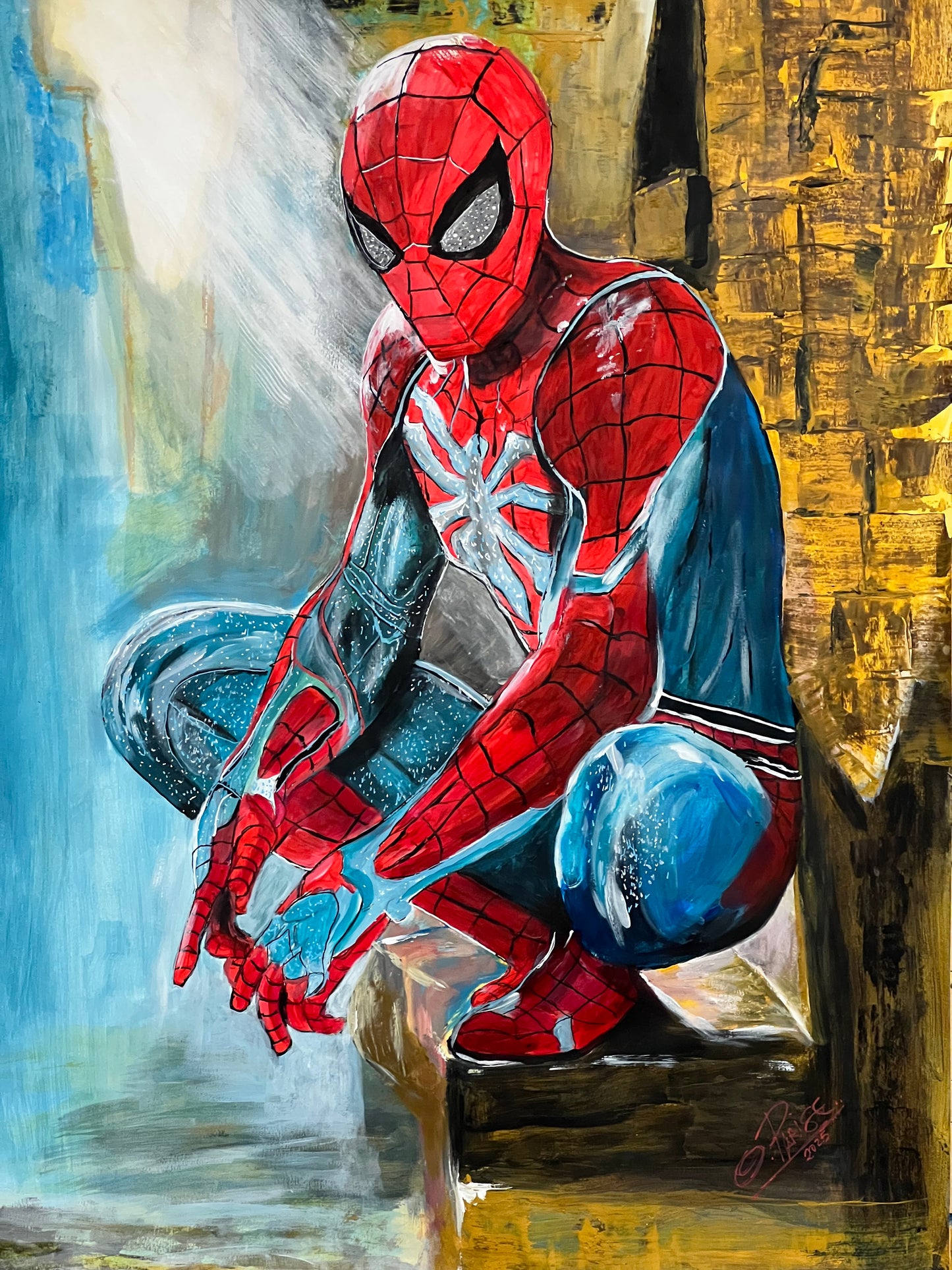Spiderman - Pintura original 80x60cm - Arte contemporáneo Marvel - Osvaldo Parise
