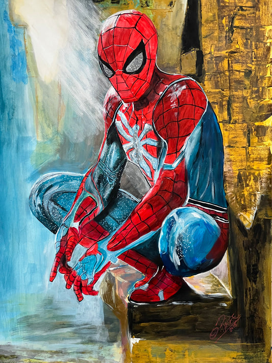 Spiderman - Pintura original 80x60cm - Arte contemporáneo Marvel - Osvaldo Parise
