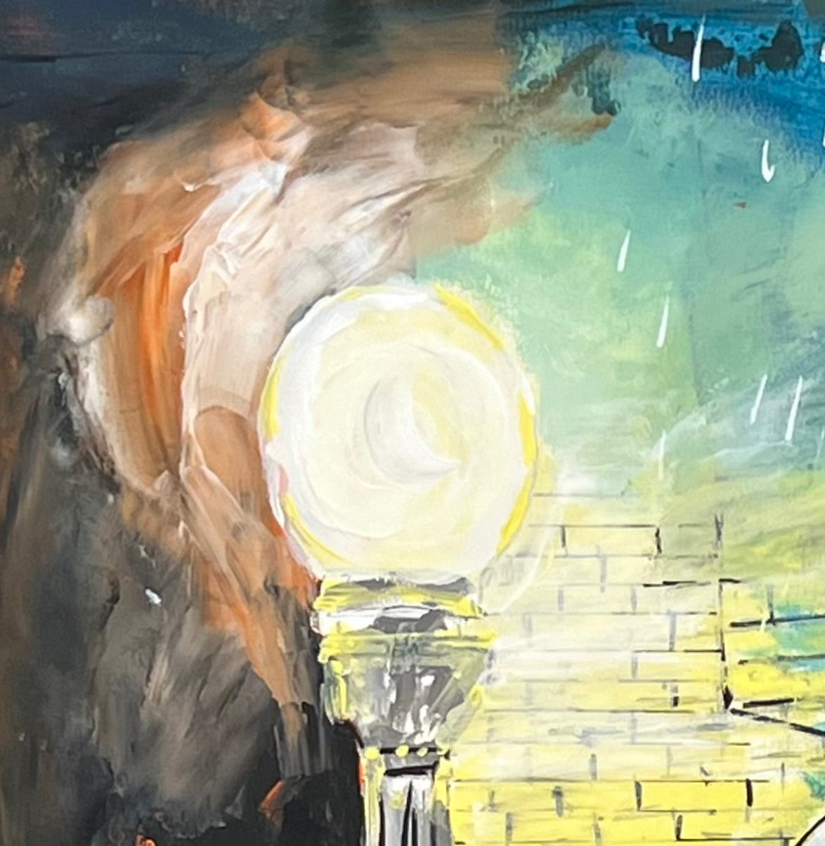 Gene Kelly retrato - Detalle obra arte contemporáneo - Cantando bajo la lluvia - Osvaldo Parise
