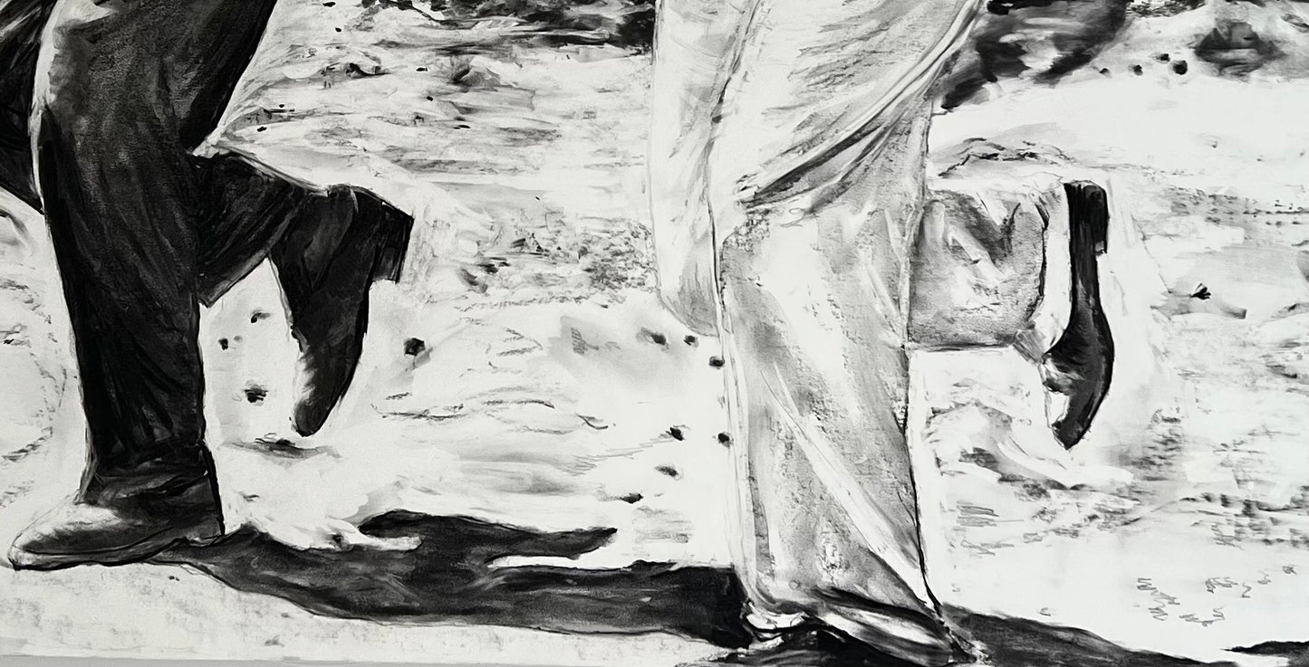 Zorba el Griego - Obra monumental carboncillo 180x120cm - Arte gran formato - Osvaldo Parise
